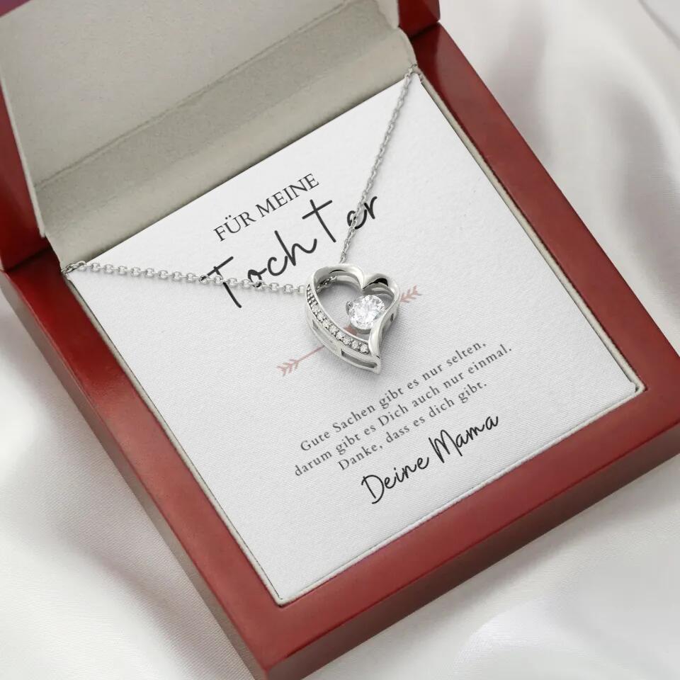 Forever Love "Für meine Tochter" - Halskette mit Herzanhänger & personalisierter Karte (Tochter-Mutter Geschenk)