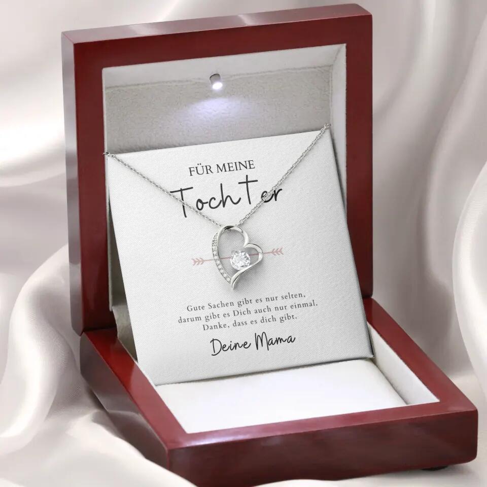 Forever Love "Für meine Tochter" - Halskette mit Herzanhänger & personalisierter Karte (Tochter-Mutter Geschenk)