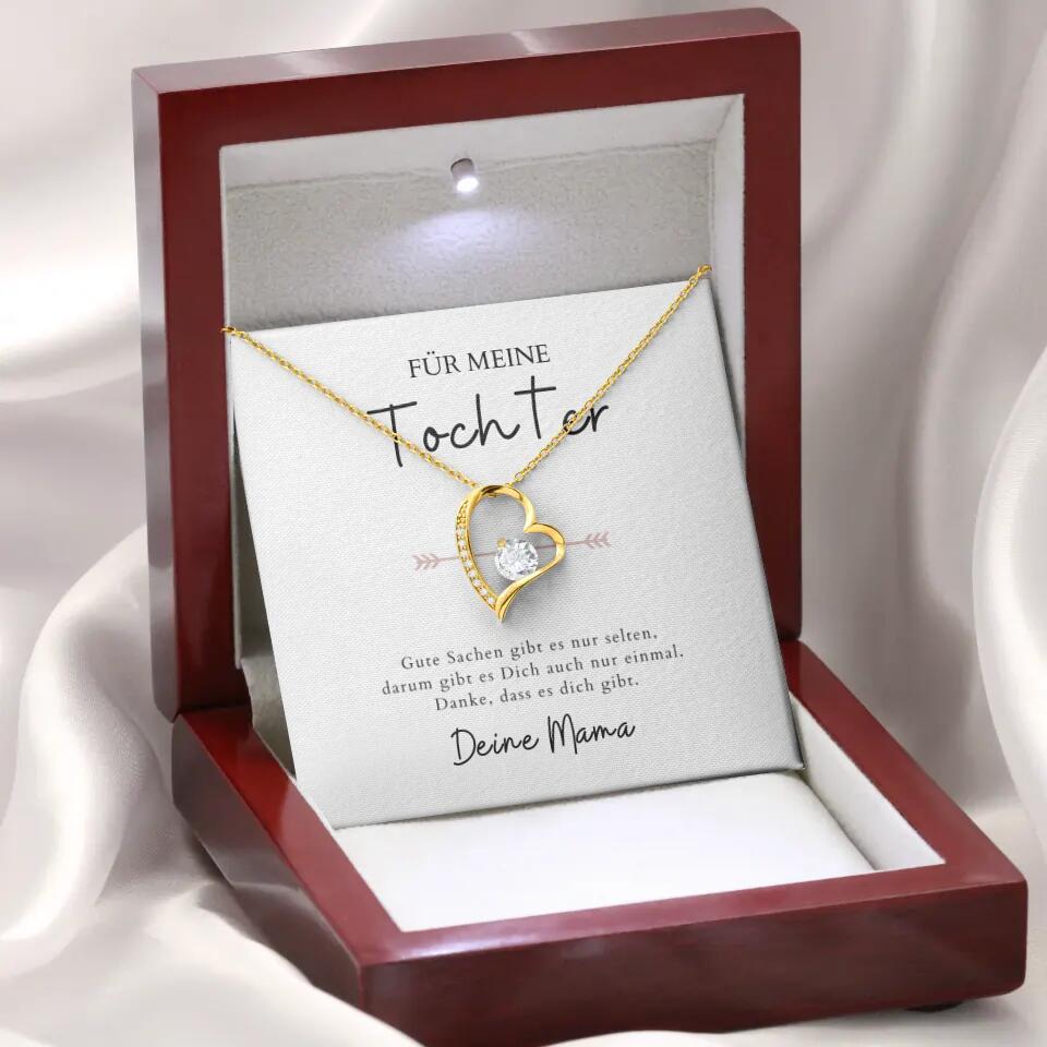 Forever Love "Für meine Tochter" - Halskette mit Herzanhänger & personalisierter Karte (Tochter-Mutter Geschenk)