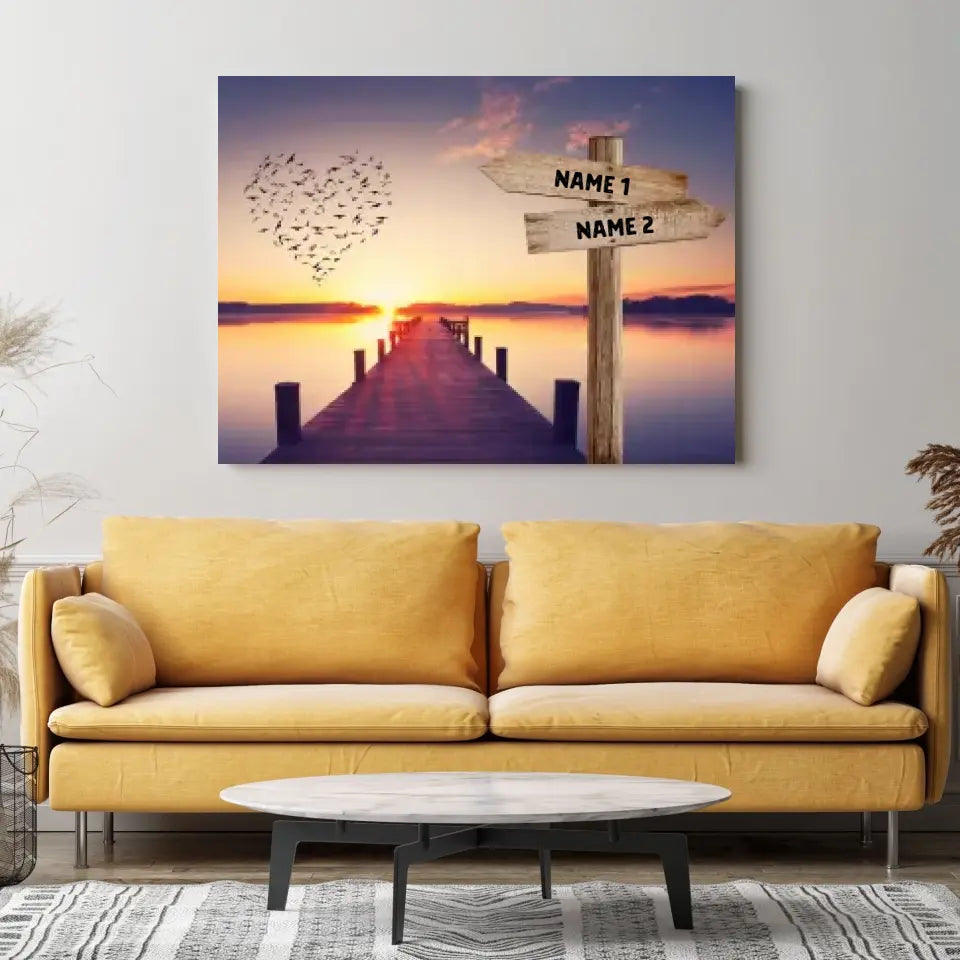 Unser Lieblingsort - Personalisierte Leinwand mit Namensschildern (2 - 8 Personen)