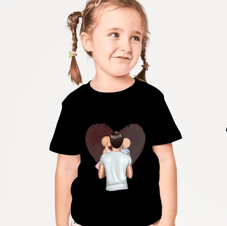 Kind mit Papa - Personalisiertes T-Shirt für Kinder (100% Baumwolle, Unisex)