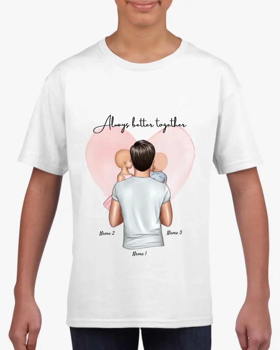 Kind mit Papa - Personalisiertes T-Shirt für Kinder (100% Baumwolle, Unisex)
