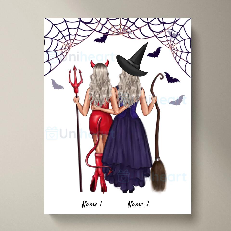 Beste Hexen Freundinnen - Personalisiertes Poster Halloween (2-3 Personen)