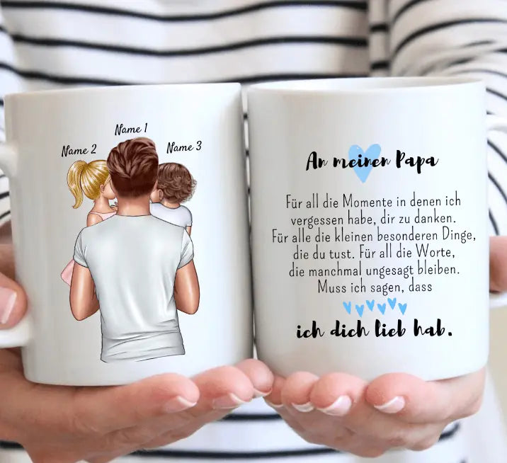 An meinen Papa - Personalisierte Tasse (Vater mit Kinder)