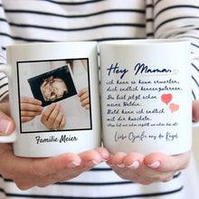 Laden Sie das Bild in den Galerie-Viewer, Liebe Mama, Baby-Ultraschall Fototasse für werdende Eltern (Mutter, Vater, Oma, Opa)
