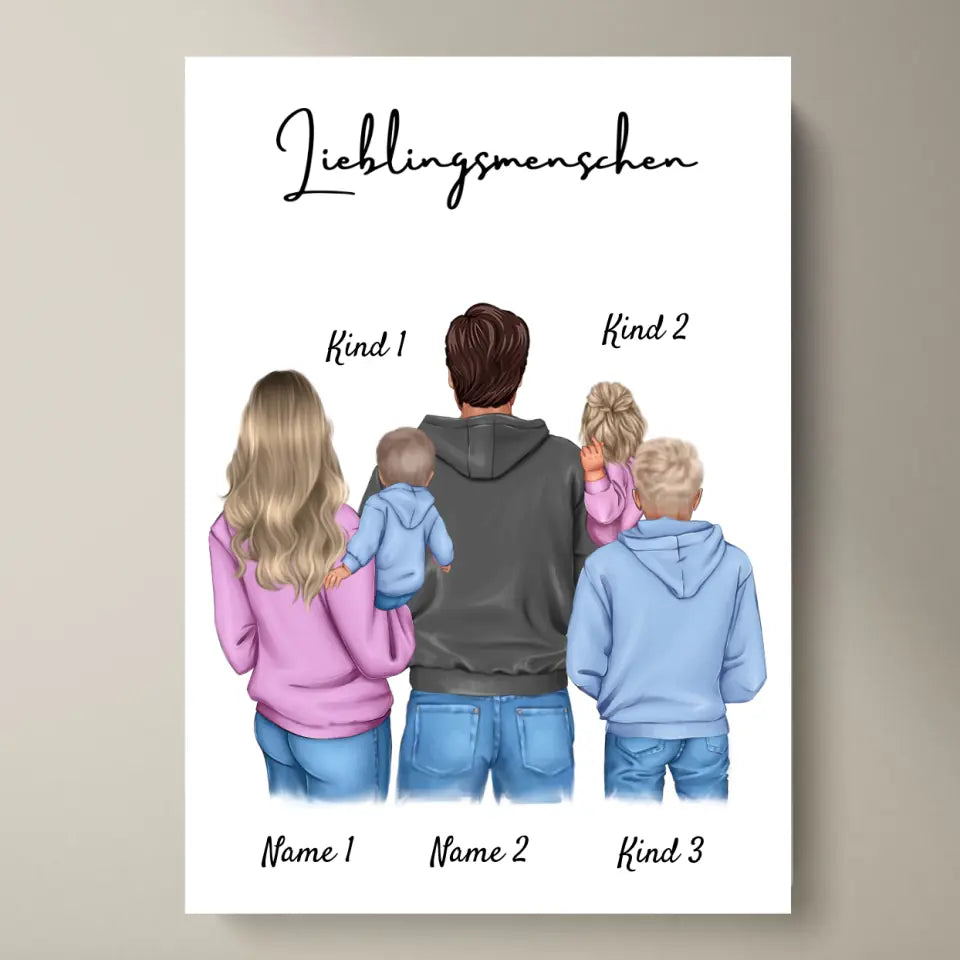 Meine Familie Poster - Personalisiertes Poster (1-4 Kinder)
