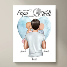 Laden Sie das Bild in den Galerie-Viewer, Bester Papa auf der Welt - Personalisierte Leinwand (Vater mit Kindern)
