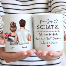 Laden Sie das Bild in den Galerie-Viewer, Für den Rest deines Lebens - Personalisierte Pärchen Tasse mit Blumenstrauß
