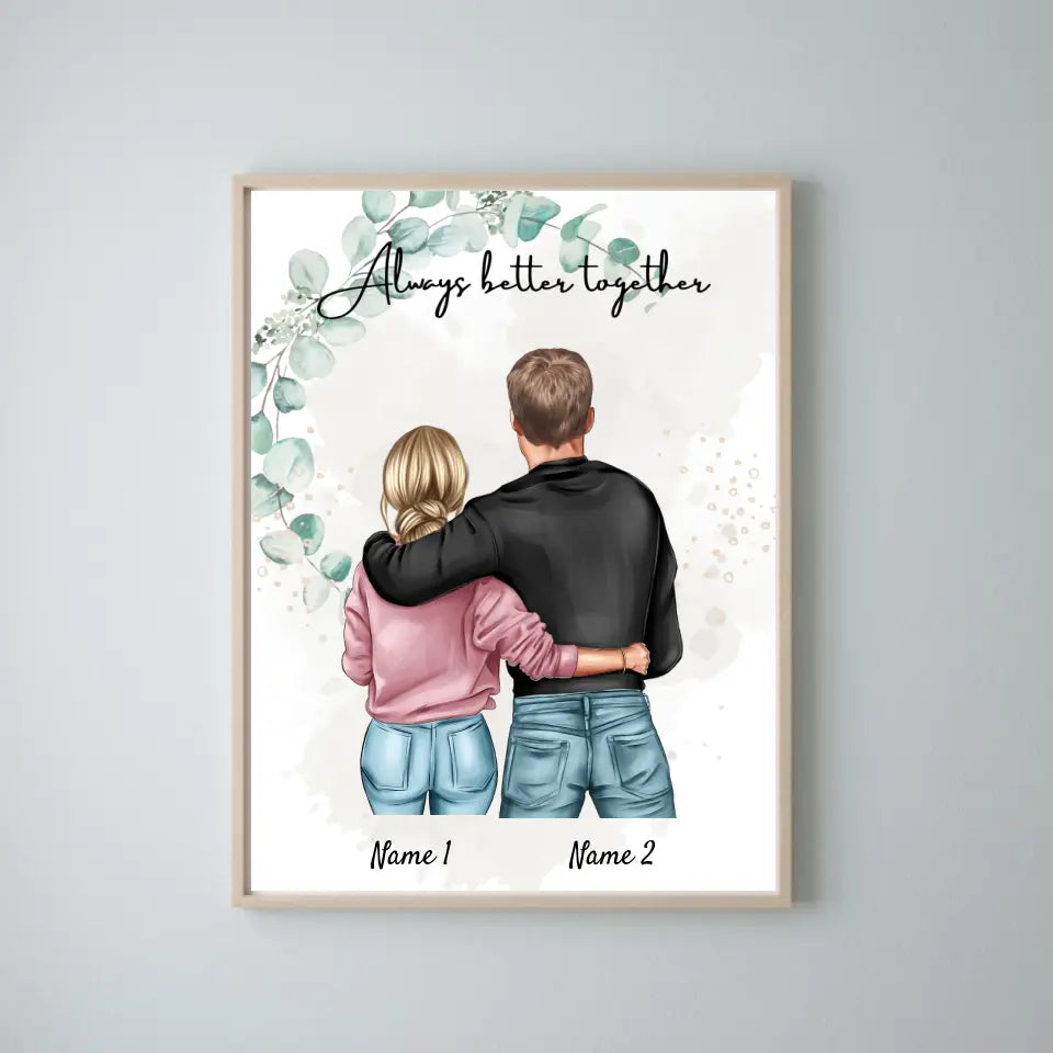 Bestes Pärchen - Personalisierte Leinwand (Frau mit Mann)