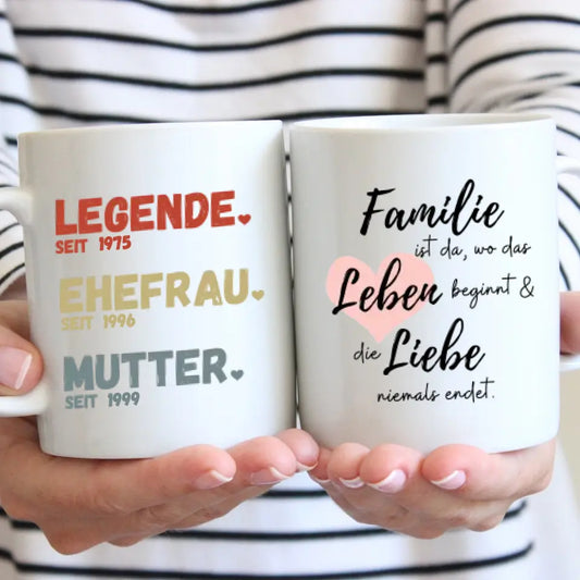 Mama, Legende seit - Personalisierte Tasse für Mütter, Ehefrauen, Großmütter (Mama seit, Oma seit, Jahreszahlen)