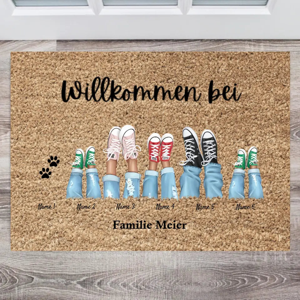 Personalisierte Fußmatte für deine Familie Willkommen bei Familie