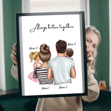 Laden Sie das Bild in den Galerie-Viewer, Happy Family - Personalisiertes Poster (Eltern mit 1-4 Kinder)
