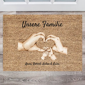 Personalisierte Fußmatte "Unsere Familie" (Eltern, Kinder & Haustiere)