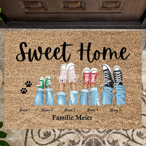 Sweet Home - Personalisierte Fußmatte  für innen & aussen (2-8 Personen, Kinder & Haustiere)