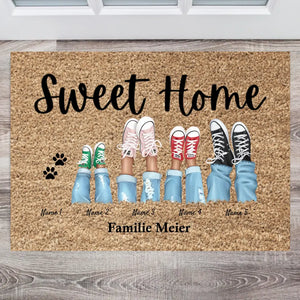 Sweet Home - Personalisierte Fußmatte  für innen & aussen (2-8 Personen, Kinder & Haustiere)