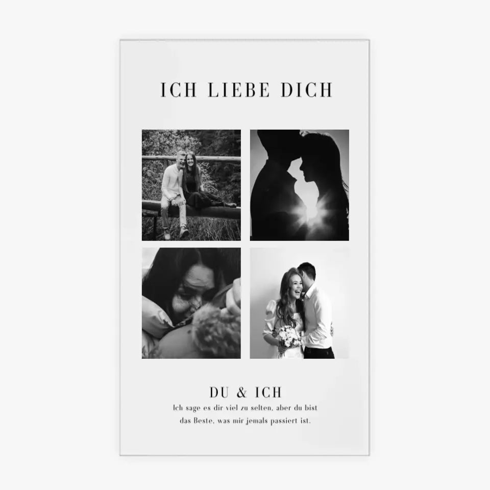 Personalisiertes Pärchen Acrylglas Cover - Fotocollage "Ich liebe dich"