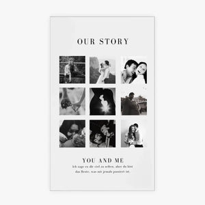 "Our Story" Personalisiertes Pärchen Acrylglas Cover - Fotocollage (4-9 Bilder)