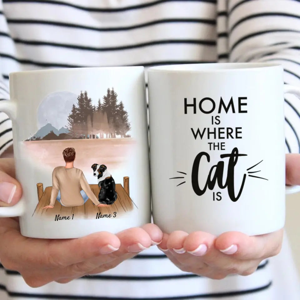 Herrchen mit Haustier - Personalisierte Tasse (Mann mit Hund oder Katze)
