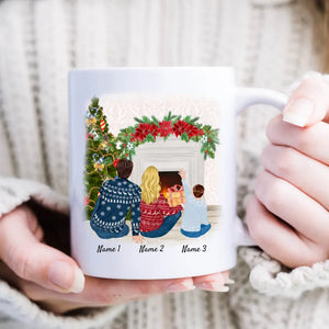 Weihnachten Glückliche Familie - Personalisierte Tasse (1-2 Kinder)