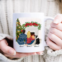Laden Sie das Bild in den Galerie-Viewer, Weihnachten Pärchen Mit Haustier - Personalisierte Tasse (Hund oder Katze)
