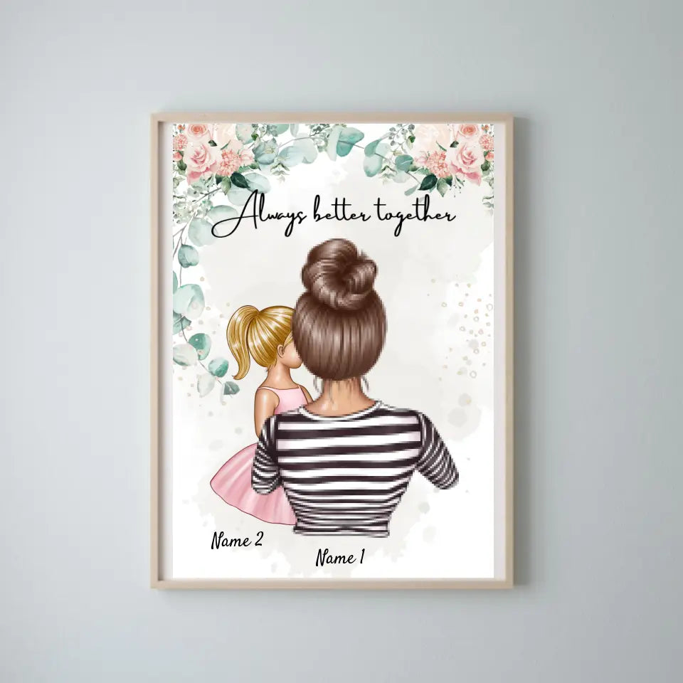 Beste Mama - Personalisiertes Poster (Frau mit 1-4 Kindern)