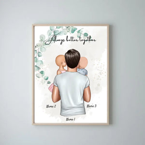 Bester Papa - Personalisiertes Poster (Vater mit Kindern)