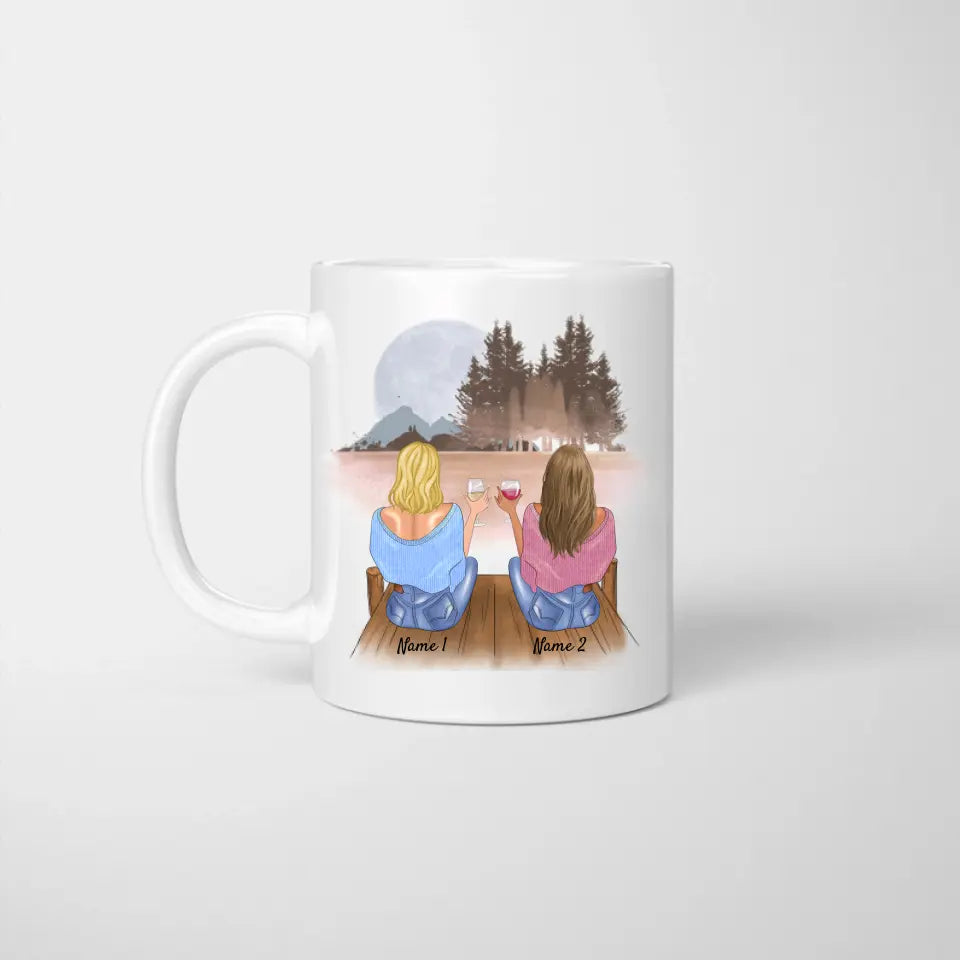 Beste Freundinnen mit Getränk - Personalisierte Tasse (2-4 Personen)