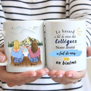 Un binome, Meilleures collègues avec boisson - Mug personnalisé (2-4 personnes)