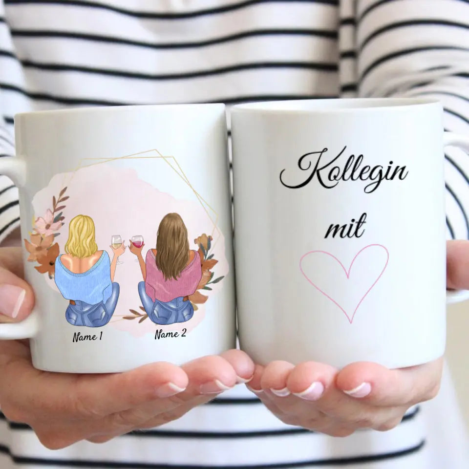 Kollegin mit Herz - Personalisierte Tasse für Arbeitskolleginnen - Geschenk Abschied, Jobwechsel (2-4 Personen)