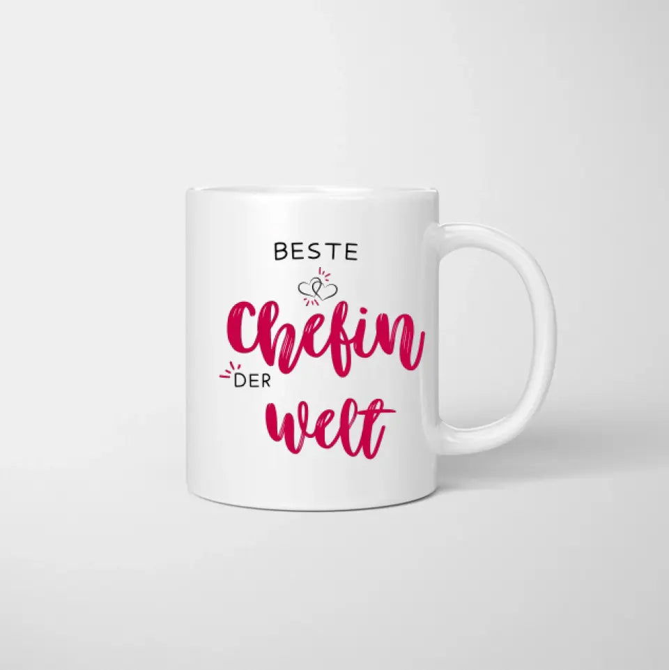 Beste Chefin der Welt - Personalisierte Tasse für Chefin/ Arbeitskolleginnen - Geschenk Büro, Job (2-4 Personen)