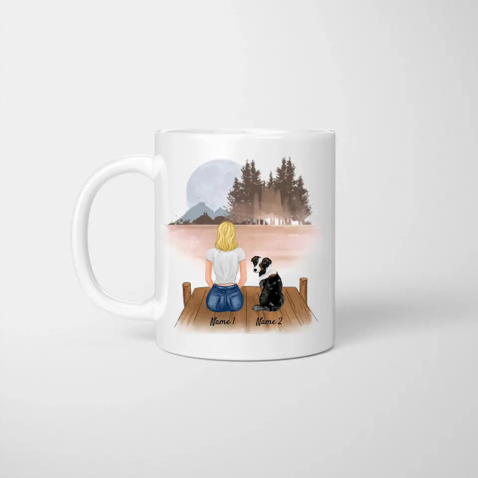 Frauchen mit Haustier - Personalisierte Tasse (Hund, Katze)