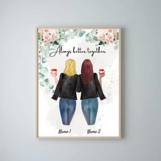 Beste Freundinnen Lederjacke - Personalisiertes Poster (2-3 Personen)