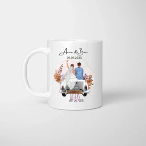 "Just Married" Personalisierte Tasse zur Hochzeit - Für Ehepaare, Braut & Bräutigam, Geldgeschenk, Hochzeitsgeschenk - Herzlichen Glückwunsch