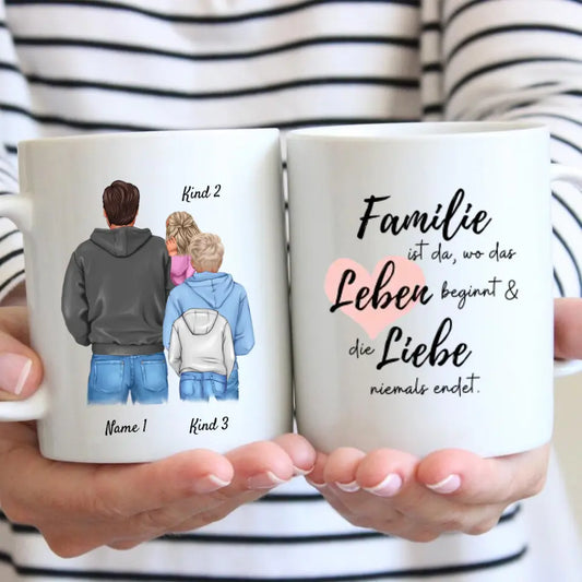 Papa mit Kindern - Personalisierte Tasse (1-3 Kinder, Teenager)