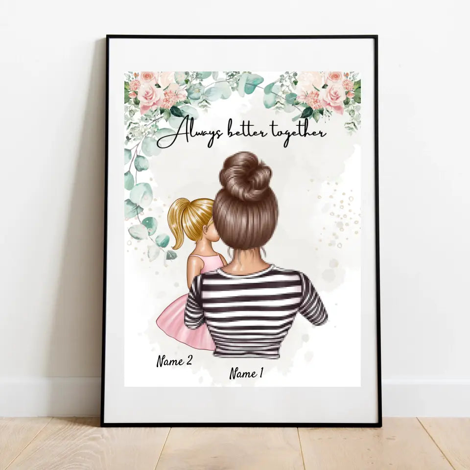 Beste Mama - Personalisiertes Poster (Frau mit 1-4 Kindern)