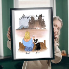Laden Sie das Bild in den Galerie-Viewer, Frauchen mit Haustier - Personalisiertes Poster (Frau mit 1-2 Katzen oder Hunde)
