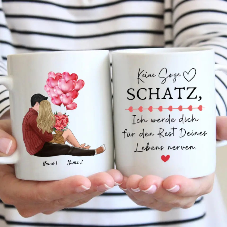My Valentine - Personalisierte Pärchen-Tasse mit Spruch (Romatisches Geschenk)