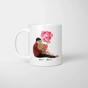 My Valentine - Personalisierte Pärchen-Tasse mit Spruch (Romatisches Geschenk)