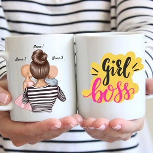 Girl Boss Mama - Personalisierte Tasse (Mutter mit Kindern)