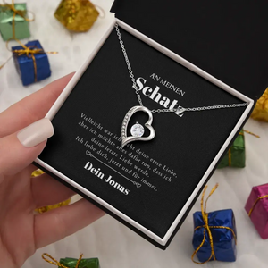 Letzte Liebe - Halskette mit Gold-Herzanhänger & personalisierter Geschenk-Karte (Valentinstagsgeschenk)
