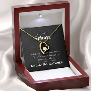 Dich zu treffen - Halskette mit Gold-Anhänger & personalisierter Karte (Valentinstagsgeschenk)