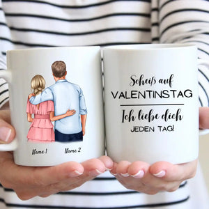 Ich liebe dich jeden Tag "Arm in Arm" - Personalisierte Tasse für Paare