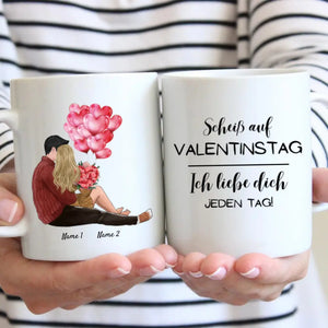 My Valentine "Ich liebe dich jeden Tag" - Personalisierte Pärchen-Tasse mit Spruch (Romatisches Geschenk)