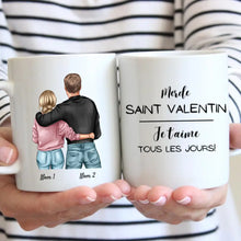 Laden Sie das Bild in den Galerie-Viewer, Je t&#39;aime tous les jours - Mug personnalisé pour couple (homme &amp; femme) Saint Valentin
