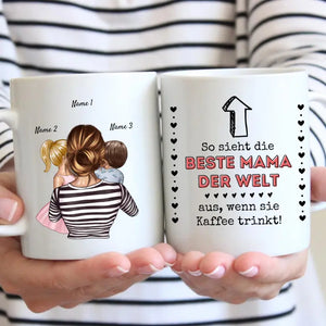 Beste Mama Kaffeetasse - Personalisierte Tasse (Frau mit 1-4 Kinder)