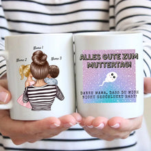 Laden Sie das Bild in den Galerie-Viewer, Danke Mama, dass du mich nicht geschluckt hast - Personalisierte Tasse (Frau mit 1-4 Kinder) Muttertag
