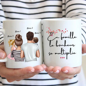 Ma famille, parents avec enfants - Mug personnalisé (1-4 enfants)