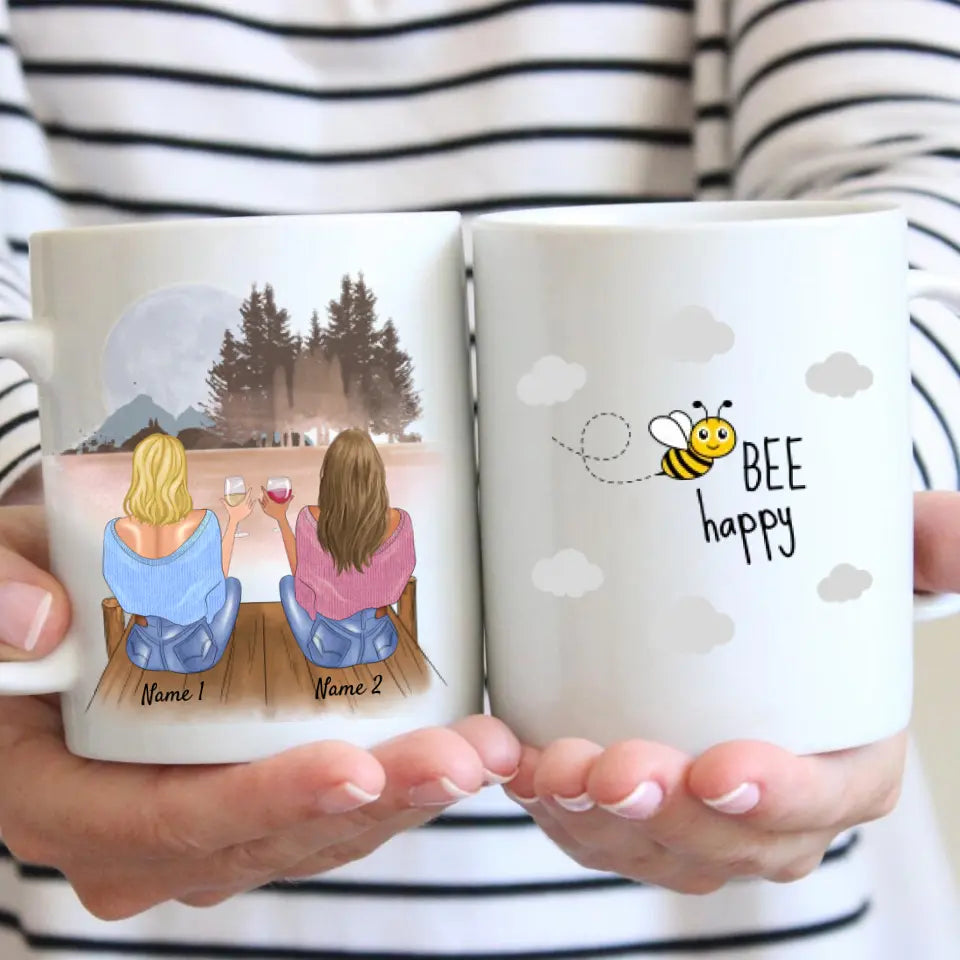 Bee Happy - Personalisierte Tasse Freundinnen & Kolleginnen (2-4 Personen)