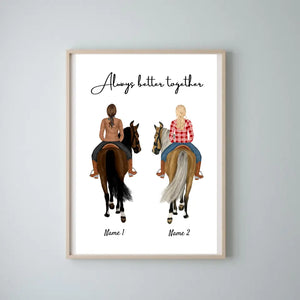 Pferdefreundinnen - Personalisiertes Poster für Reiterinnen (1-3 Personen)