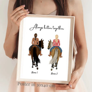 Pferdefreundinnen - Personalisiertes Poster für Reiterinnen (1-3 Personen)